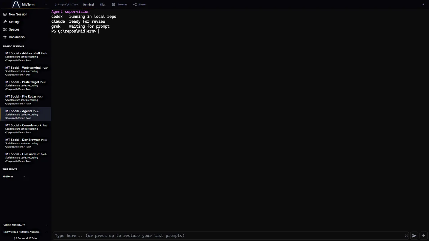 MidTerm-Sessions mit Claude Code, Codex und Grok Build parallel