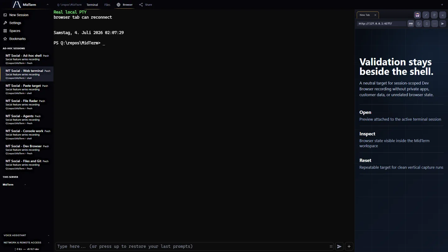 Ein dauerhafter MidTerm-Arbeitsbereich aus der Ferne im Browser